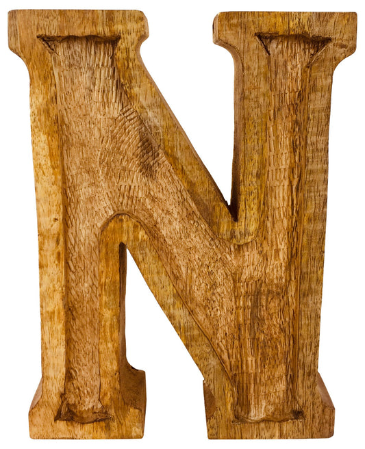 Hand Carved Wooden Embossed Letter N N1113-N