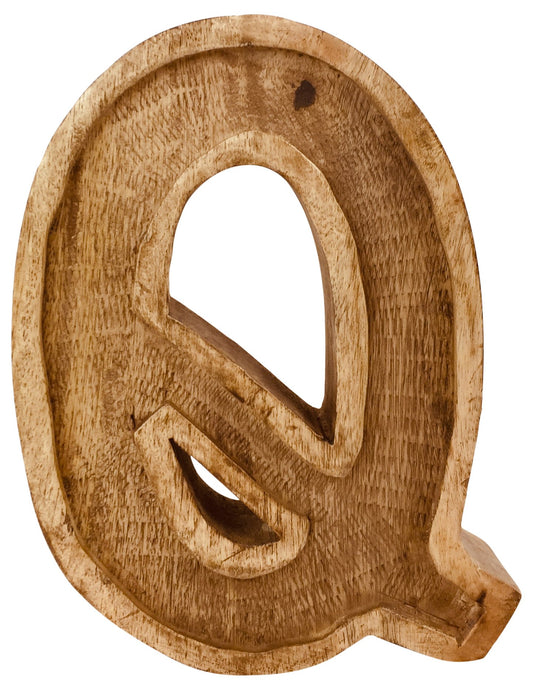 Hand Carved Wooden Embossed Letter Q N1116-Q