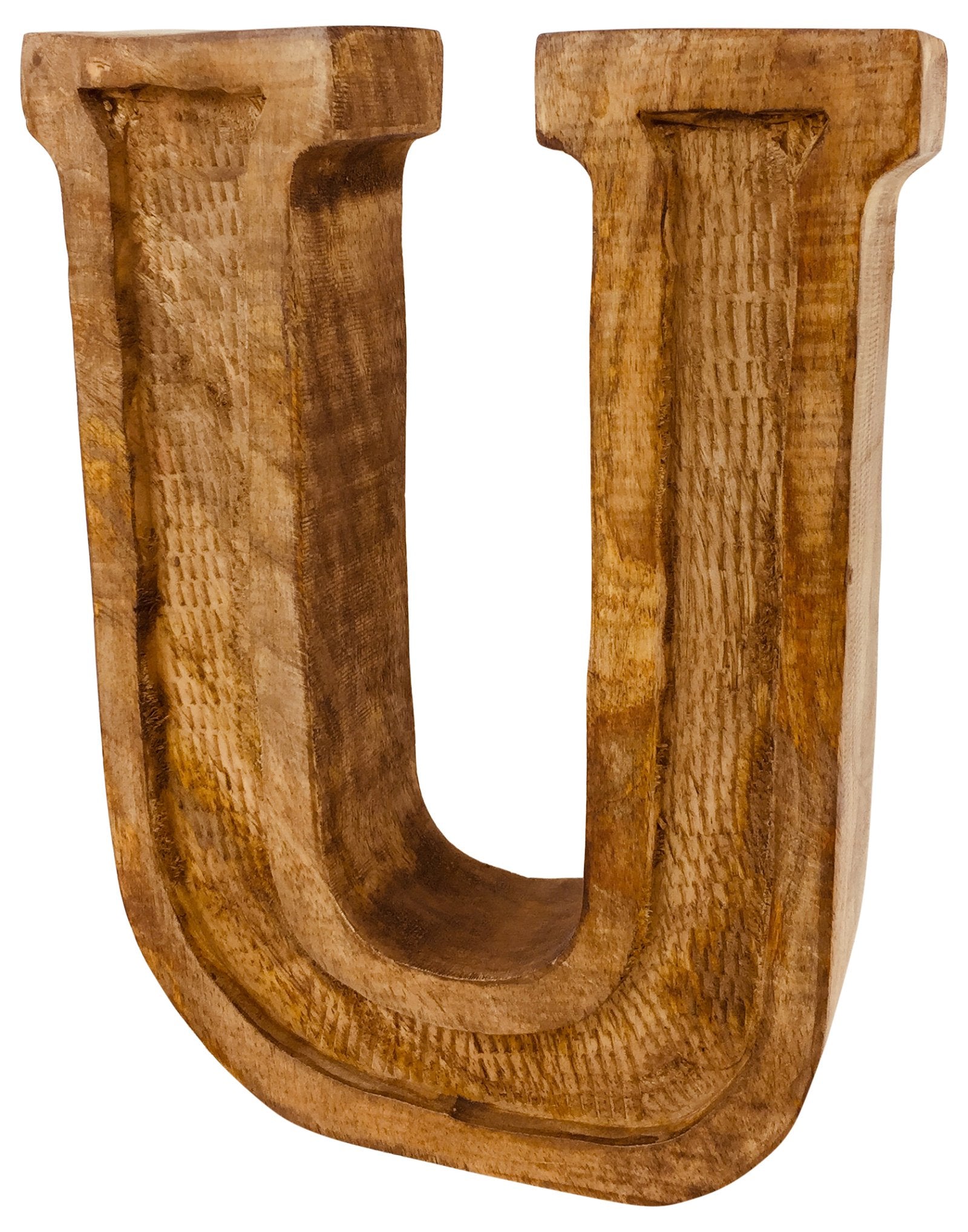 Hand Carved Wooden Embossed Letter U N1120-U