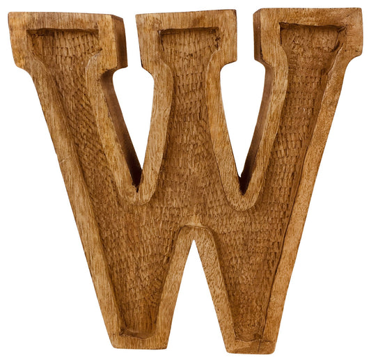 Hand Carved Wooden Embossed Letter W N1122-W