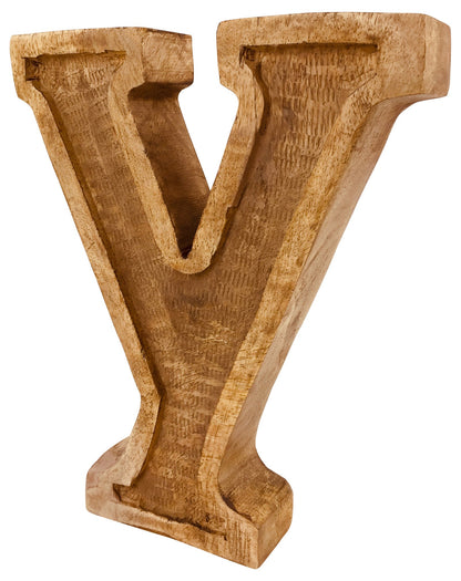 Hand Carved Wooden Embossed Letter Y N1124-Y