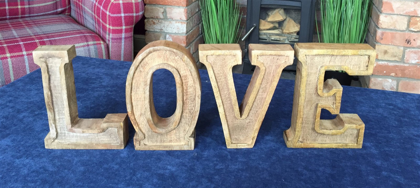 Hand Carved Wooden Embossed Letters Love N1127-Love