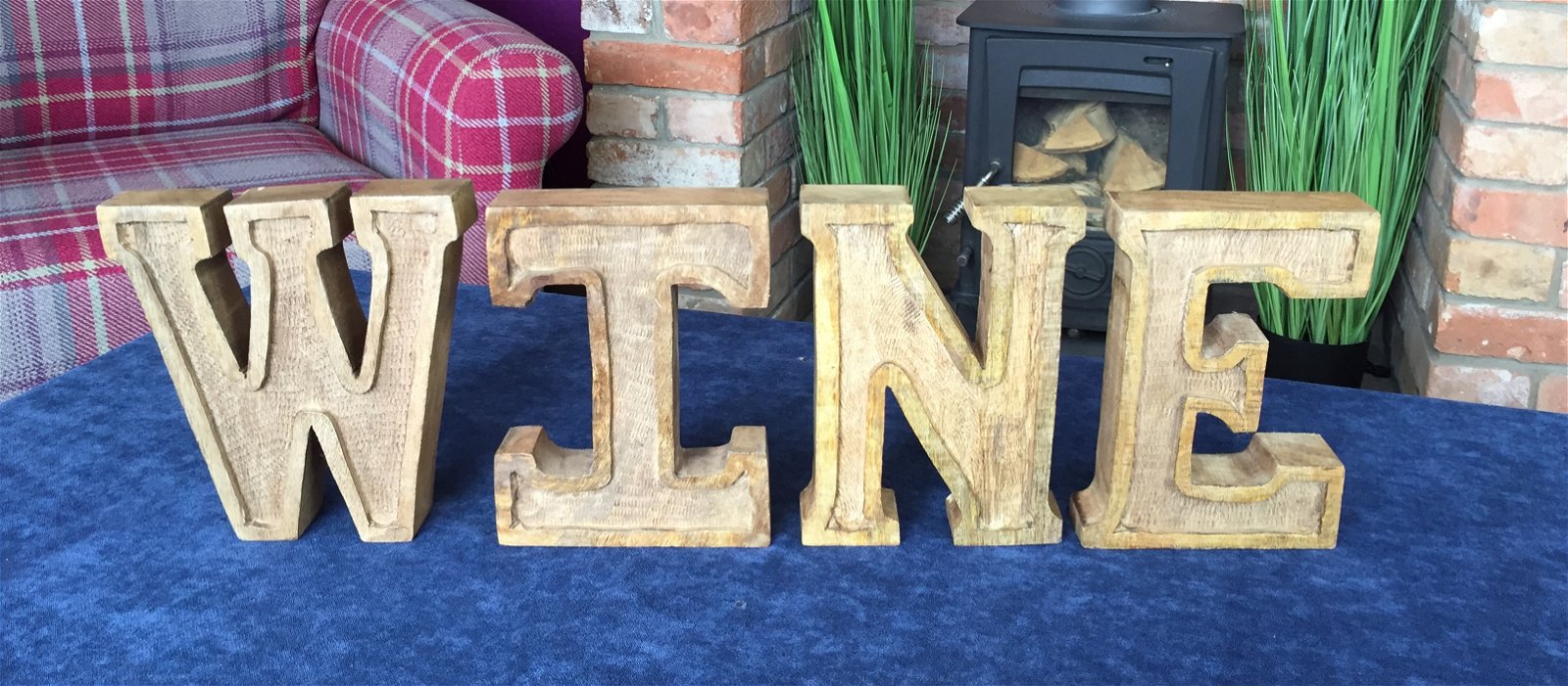 Hand Carved Wooden Embossed Letters Wine N1135-Wine