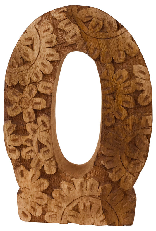 Hand Carved Wooden Flower Letter O N1314-O