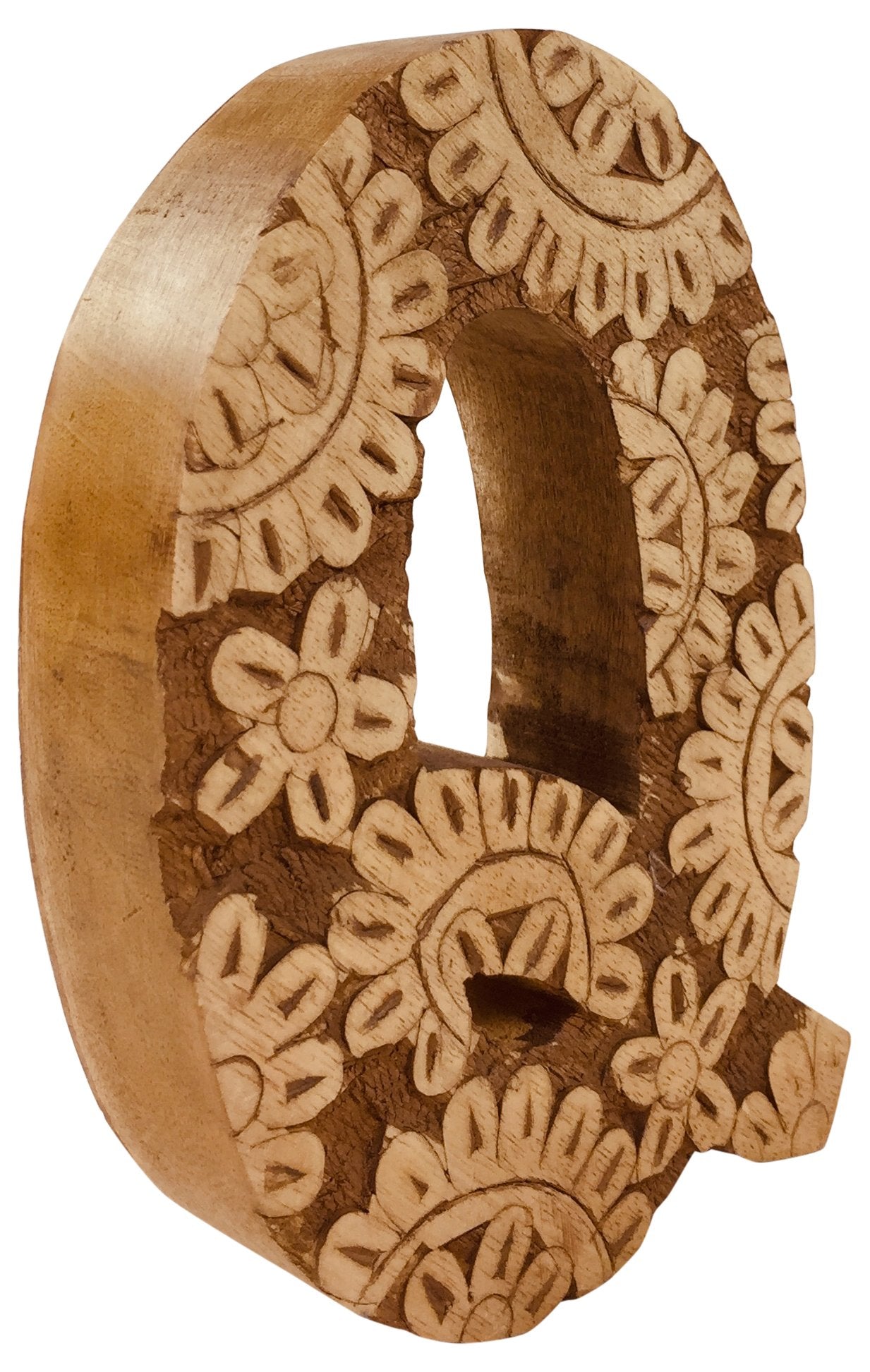 Hand Carved Wooden Flower Letter Q N1316-Q