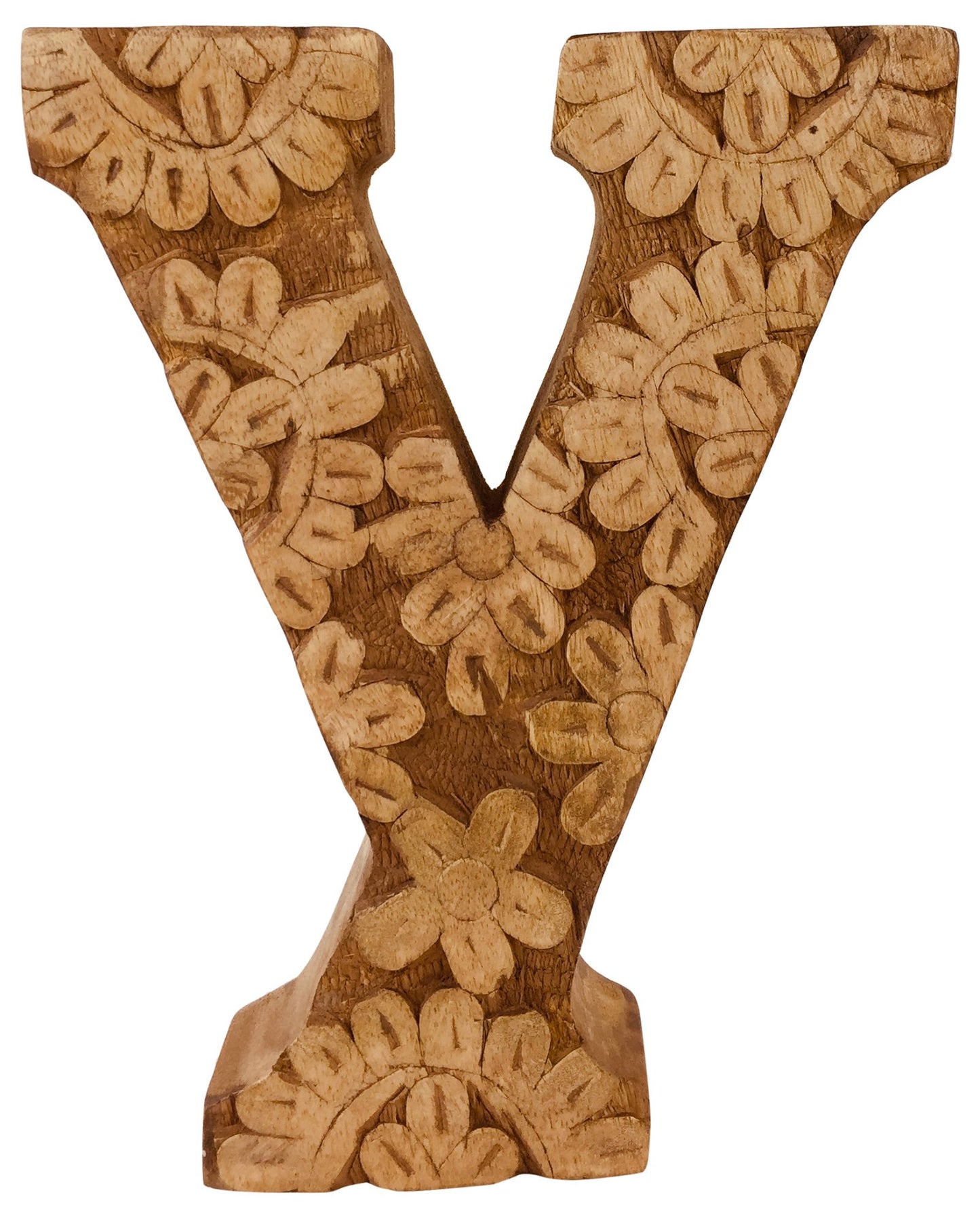 Hand Carved Wooden Flower Letter Y N1324-Y