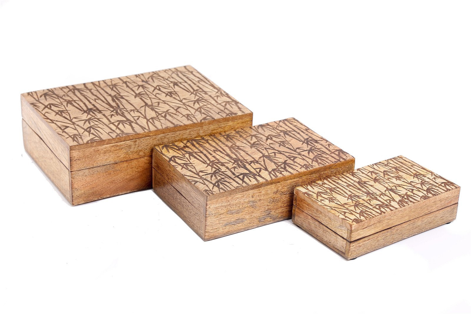 Bamboo Carved Boxes Set of Three S-NI0898