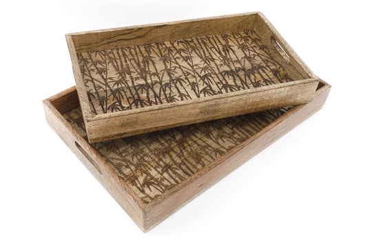 Bamboo Wooden Trays Set of Two S-NI0953