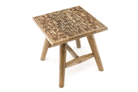 Bamboo Design Wooden Stool 25cm S-NI0954