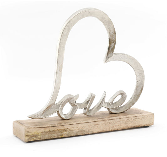 Metal Heart of Love On A Wooden Base S-OR1711