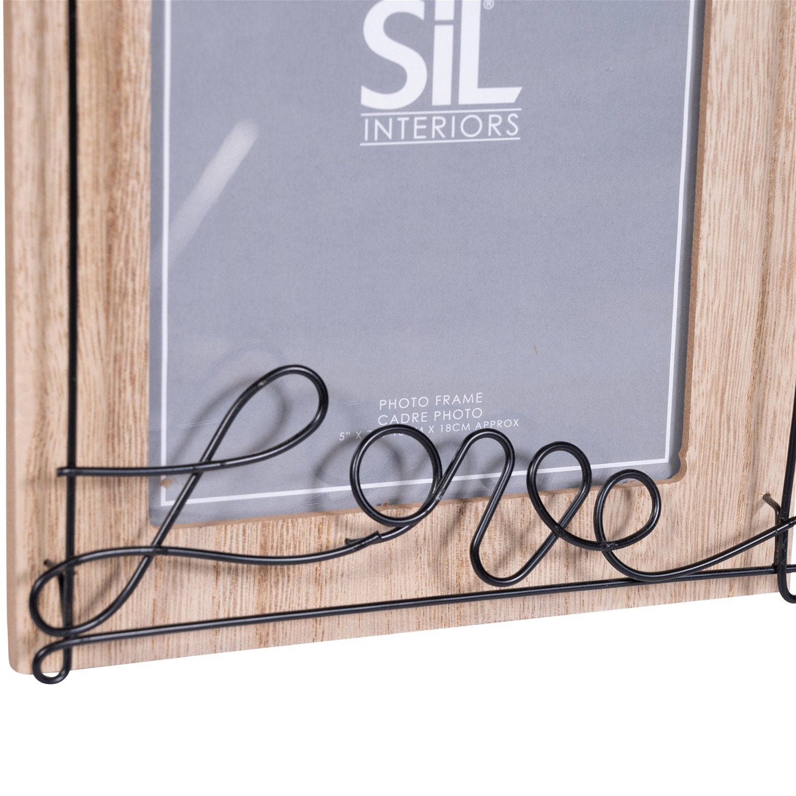 Wooden Photo Frame with Black Wire Love Script 5x7" S-PH2175