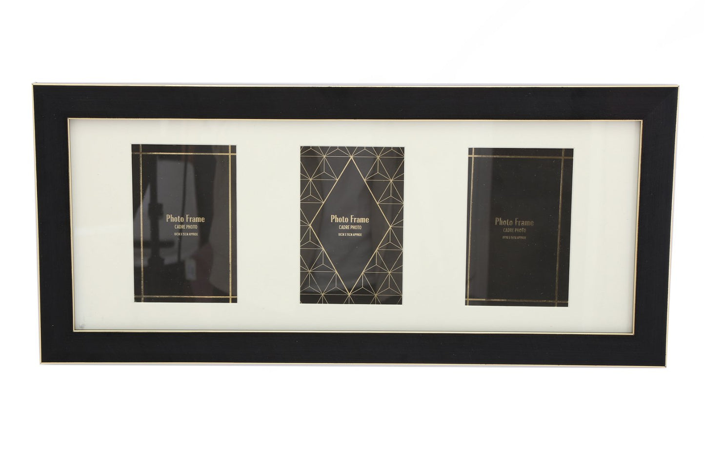 Black And Gold Triple Photo Frame 4x6" S-PH2326