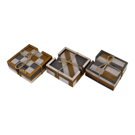 Set of 4 Square, Resin Coasters, Abstract Design S-AB0039