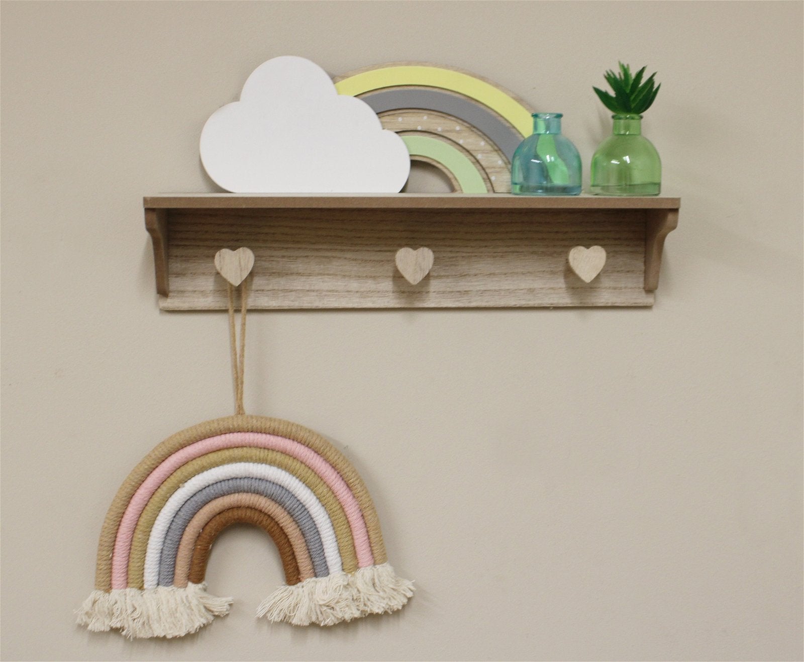 Rainbow and Cloud Shelf with Hooks S-BB0417-C