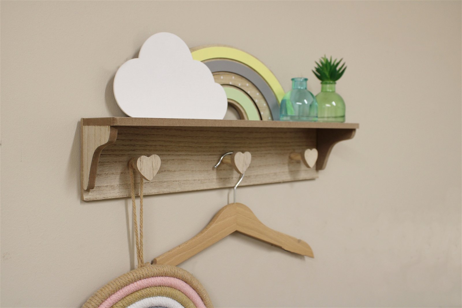 Rainbow and Cloud Shelf with Hooks S-BB0417-C