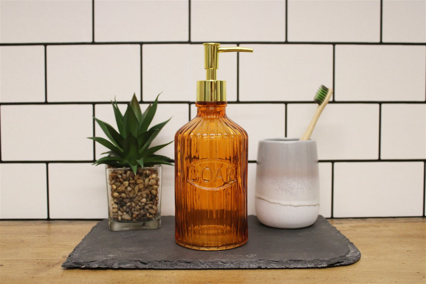 Orange Glass Soap Dispenser S-BM0233-O