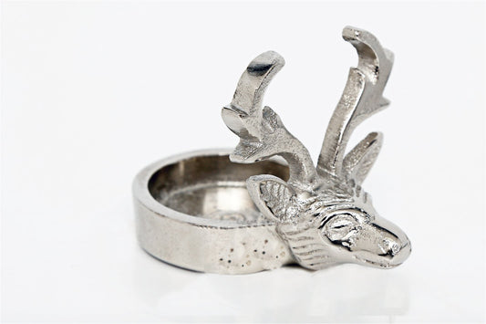 Silver Tealight Holder With Stags Head S-CH5987