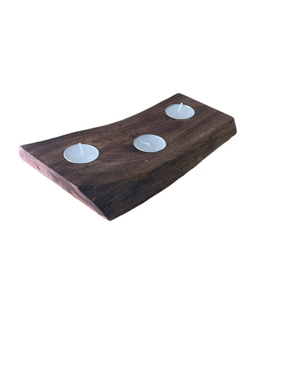 Short Mango Wood 3 Tea Light Holder 25cm S-CH6187