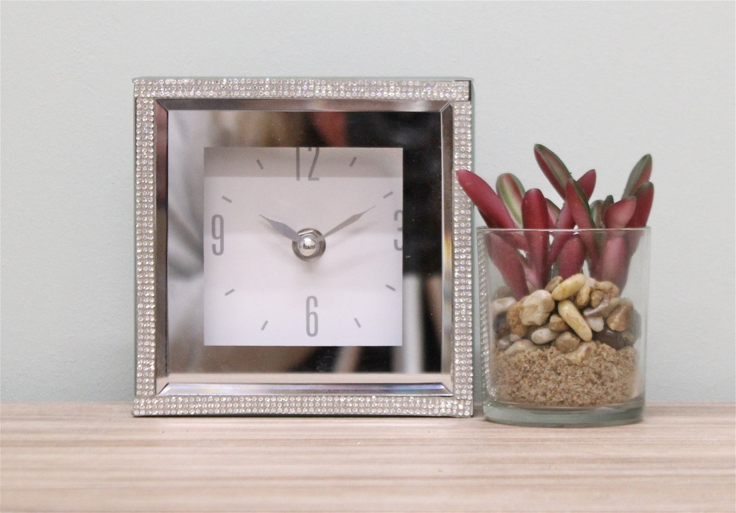 Small Freestanding Mirrored and Jewelled Table Clock S-CL1958