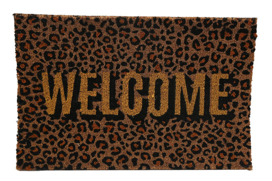 Leopard Print Welcome Coir Doormat 40x60cm S-DM0077