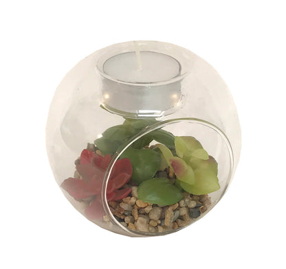 Succulent In Glass Terrarium with TeaLight Holder S-FL1056