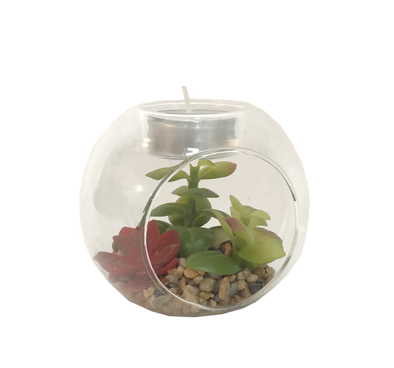 Succulent In Glass Terrarium with TeaLight Holder S-FL1056