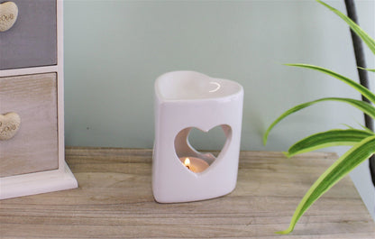 Heart Shaped White Ceramic Oil Burner S-FR0115