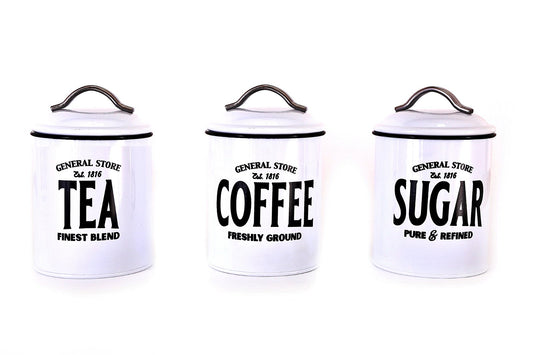 White General Store Tea, Coffee and Sugar Set S-GS0166