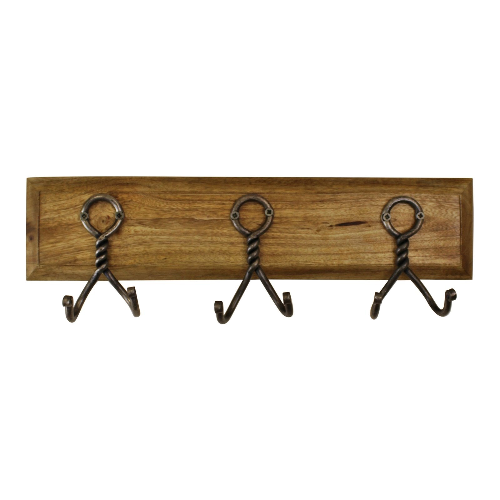 3 Piece Double Metal Hooks On Wooden Base S-HH5666