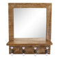 Mango Wood Shelf Unit With Mirror & 4 Double Coat Hooks S-HH5694