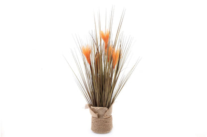 Faux Grasses Wrapped In Hesian Collar & Rope Base S-KA0006