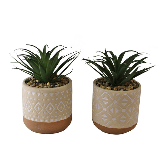 Set of 2 Faux Succulents In Ceramic Pots S-KA0023