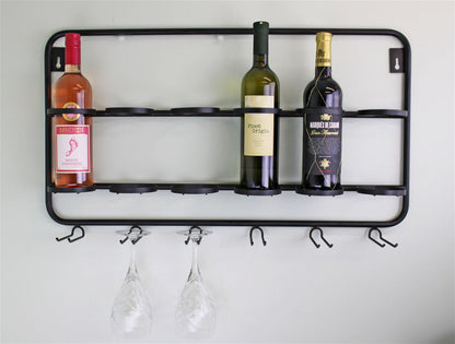 Wall Mounted Six Bottle And Wine Glass Holder S-KG0029A