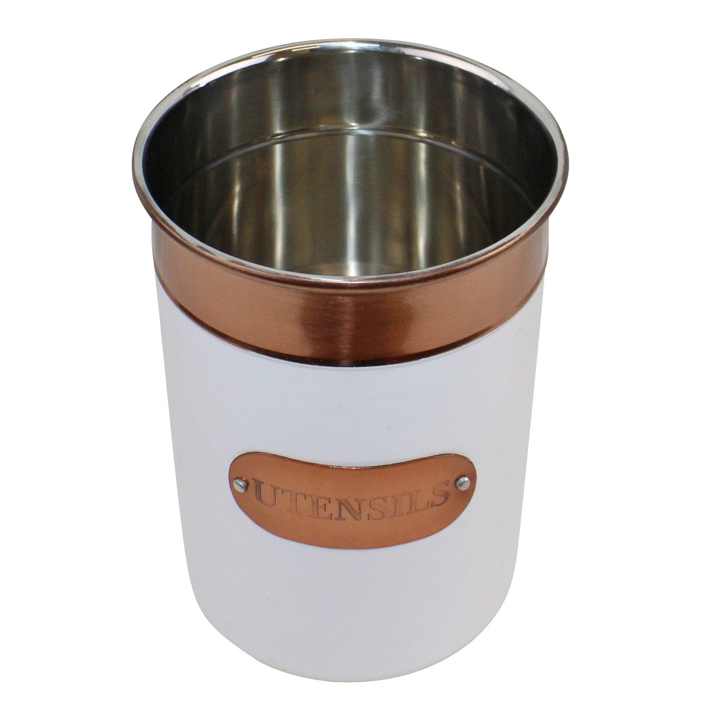 Utensils Holder, Copper & White Metal Design S-KG0317