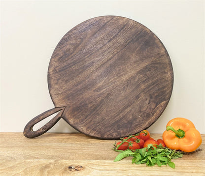 Circular Wooden Chopping Board With Carved Handle 49cm S-KG0419