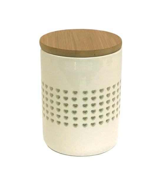 Heart Cut Out Storage Canister With Wood Lid S-KG0575