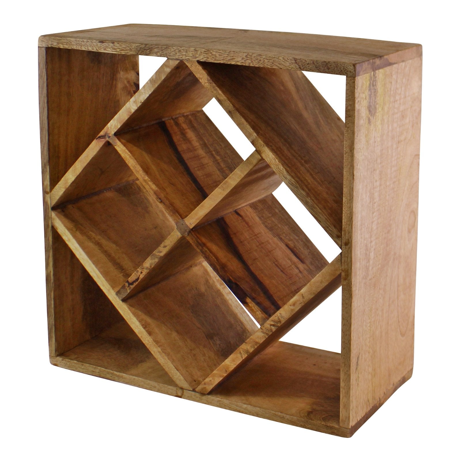 Small Mango Wood Wine Rack, Holds 4 Bottles S-KG0878