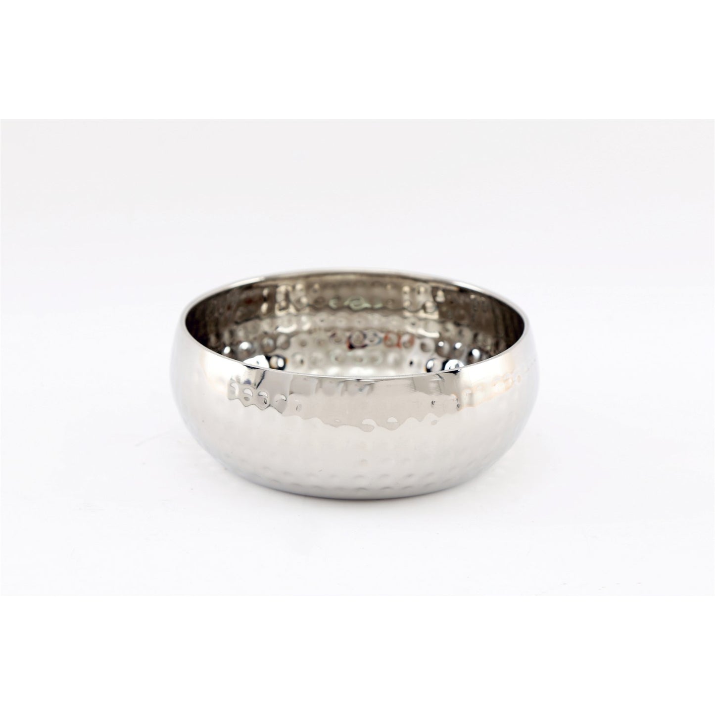 Small Round Silver Hammered Bowl 16cm S-KG0942