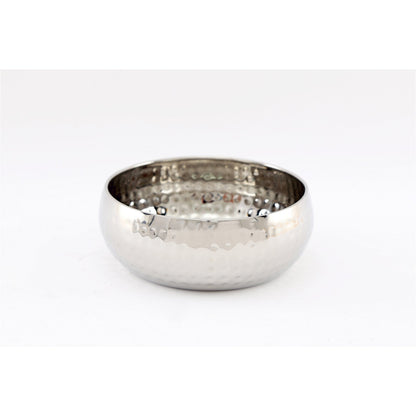 Small Round Silver Hammered Bowl 16cm S-KG0942