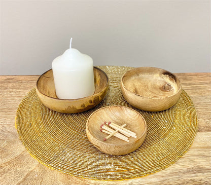 Mango Wood Round Bowls Three Piece S-KG0973