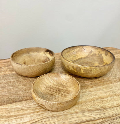 Mango Wood Round Bowls Three Piece S-KG0973