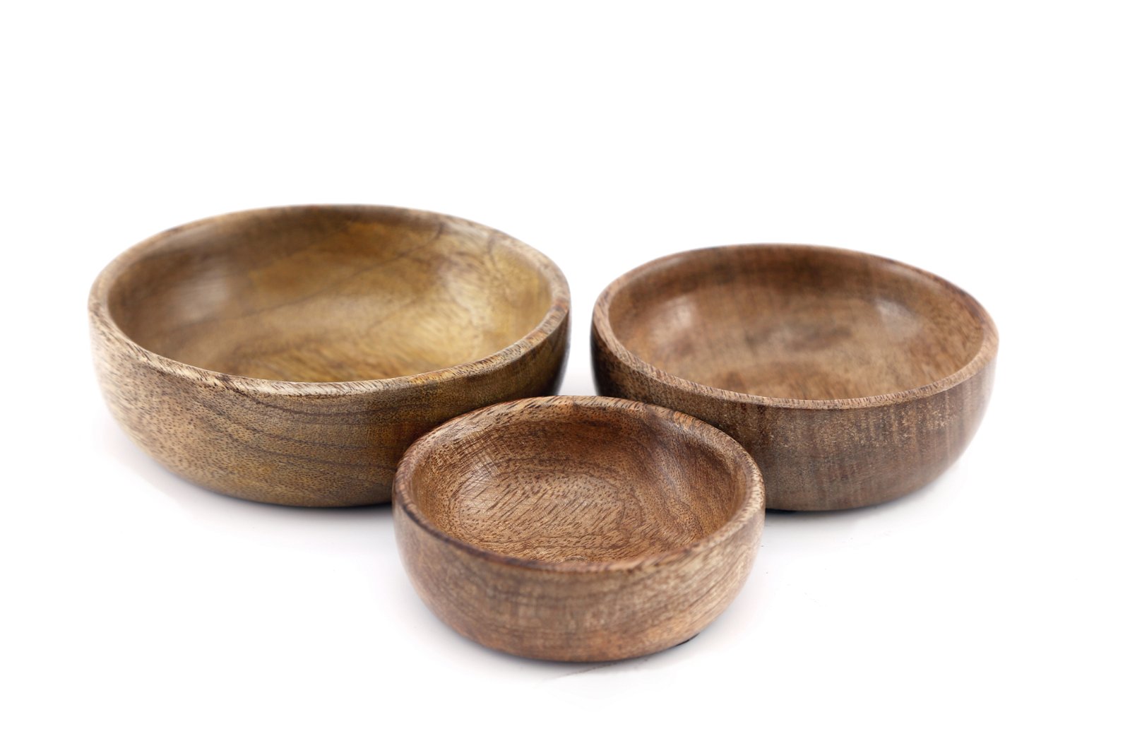 Mango Wood Round Bowls Three Piece S-KG0973