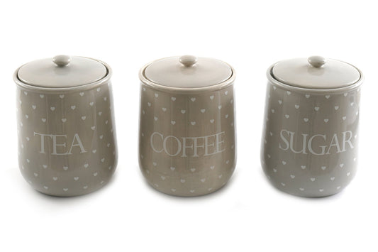 Heart Design Tea, Coffee and Sugar Canisters S-KG1119