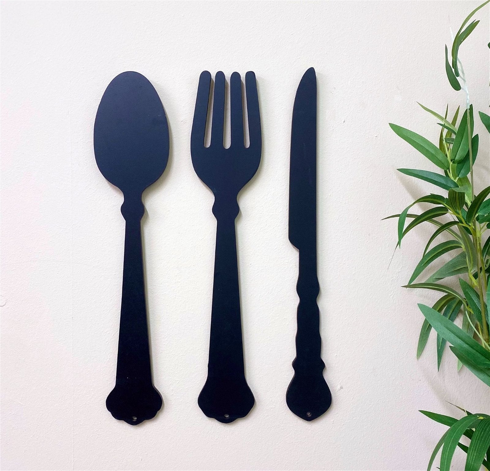 Black Three Piece Cutlery Wall Decoration 39cm S-KG1181