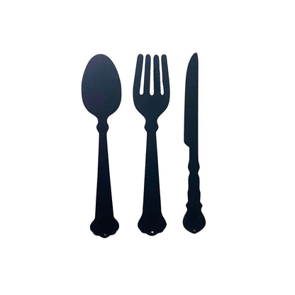 Black Three Piece Cutlery Wall Decoration 39cm S-KG1181