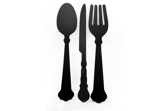 Black Three Piece Cutlery Wall Chalkboards 122cm S-KG1182