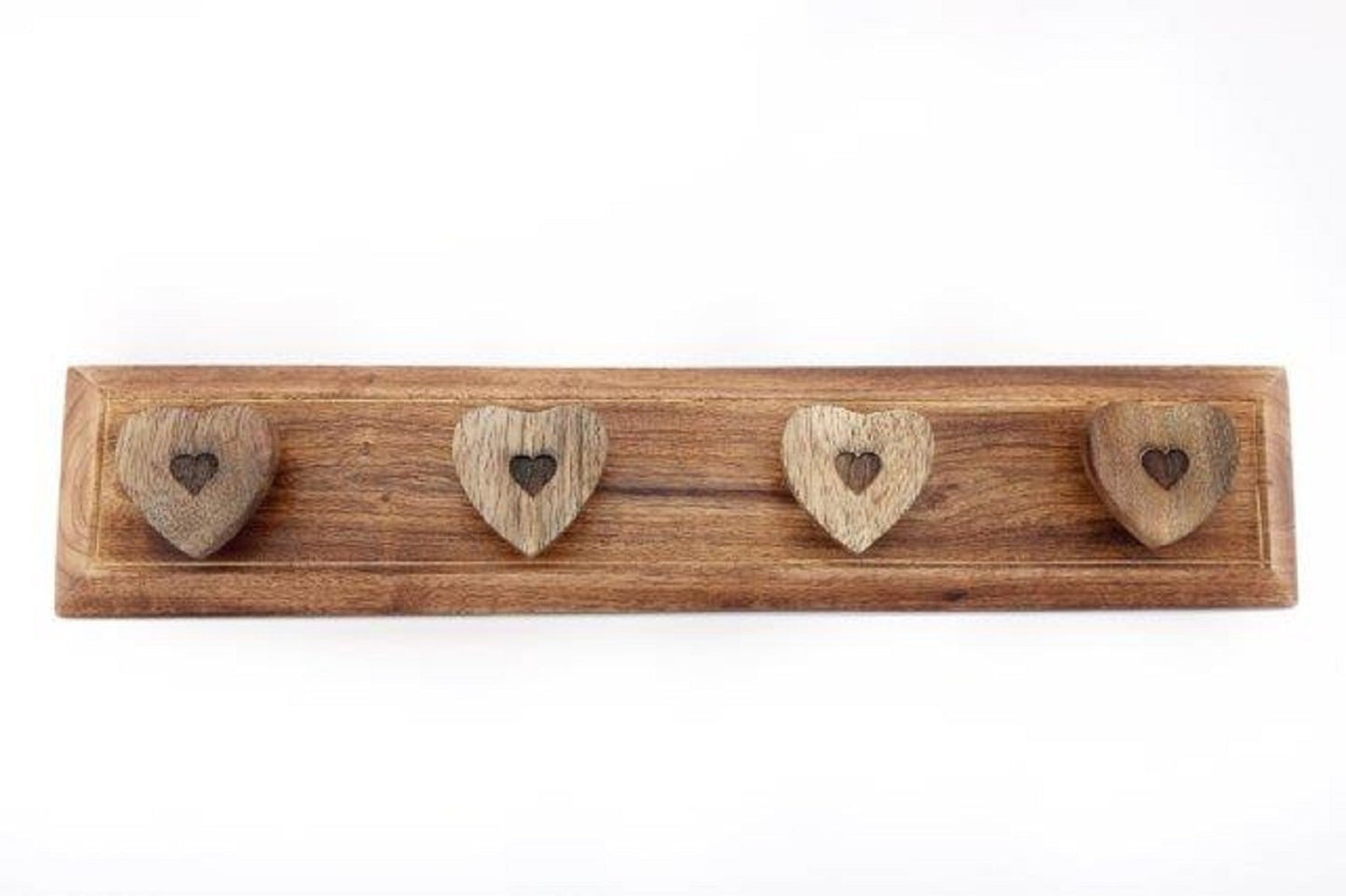 Mango Wood Heart 4 Coat Hooks S-KG2007