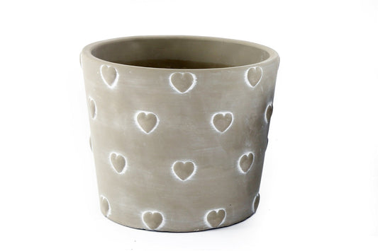 Grey Stone Hearts Planter Round Large S-KG2013