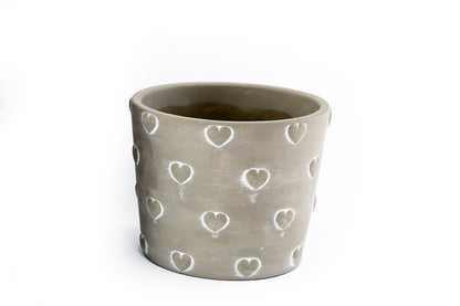 Grey Stone Hearts Planter Round Small S-KG2014