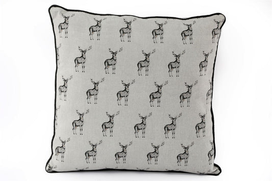 Grey Scatter Cushion With A Stag Print Design S-KG2025